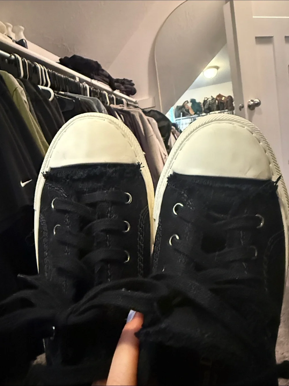 Dior Black Canvas Low-Top Platform Sneakers with White Sole